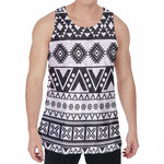 Dark Grey Aztec Pattern Print Men's Velvet Tank Top