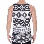 Dark Grey Aztec Pattern Print Men's Velvet Tank Top