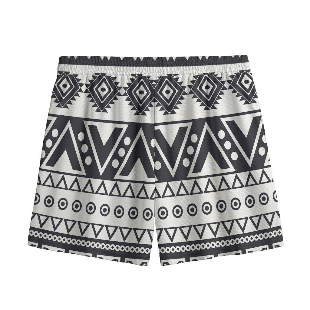 Dark Grey Aztec Pattern Print Mesh Shorts