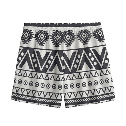 Dark Grey Aztec Pattern Print Mesh Shorts