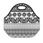 Dark Grey Aztec Pattern Print Neoprene Lunch Bag