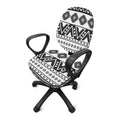 Dark Grey Aztec Pattern Print Office Chair Cover