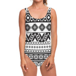 Dark Grey Aztec Pattern Print One Piece Swimsuit