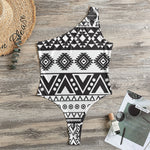 Dark Grey Aztec Pattern Print One Shoulder Bodysuit