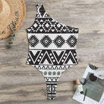Dark Grey Aztec Pattern Print One Shoulder Bodysuit