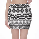 Dark Grey Aztec Pattern Print Pencil Mini Skirt