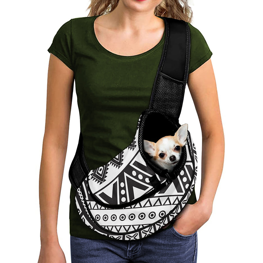 Dark Grey Aztec Pattern Print Pet Sling Carrier