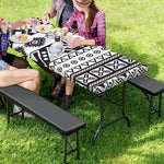 Dark Grey Aztec Pattern Print Picnic Table Cover