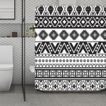 Dark Grey Aztec Pattern Print Polyester Shower Curtain