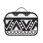 Dark Grey Aztec Pattern Print Portable Lunch Bag