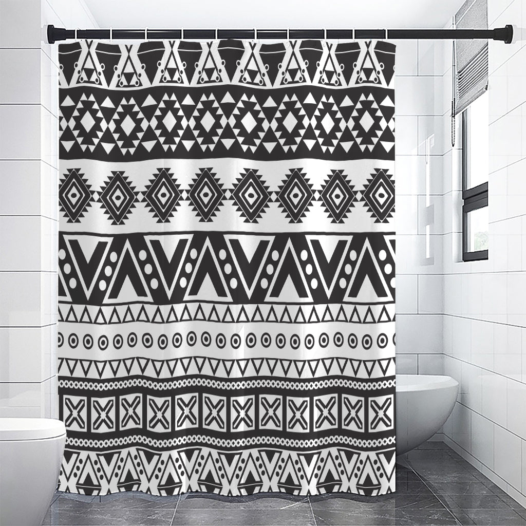 Dark Grey Aztec Pattern Print Premium Shower Curtain