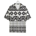 Dark Grey Aztec Pattern Print Rayon Hawaiian Shirt