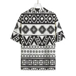 Dark Grey Aztec Pattern Print Rayon Hawaiian Shirt