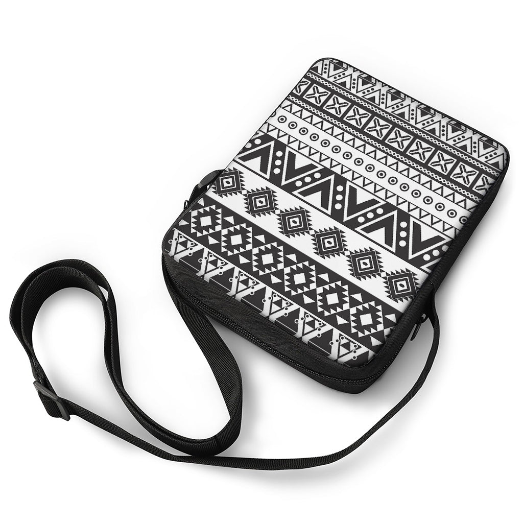 Dark Grey Aztec Pattern Print Rectangular Crossbody Bag
