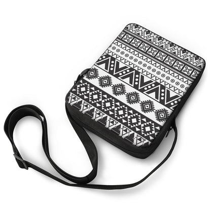 Dark Grey Aztec Pattern Print Rectangular Crossbody Bag