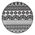 Dark Grey Aztec Pattern Print Round Floor Mat