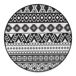 Dark Grey Aztec Pattern Print Round Floor Mat
