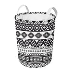 Dark Grey Aztec Pattern Print Round Laundry Basket