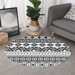 Dark Grey Aztec Pattern Print Round Rug