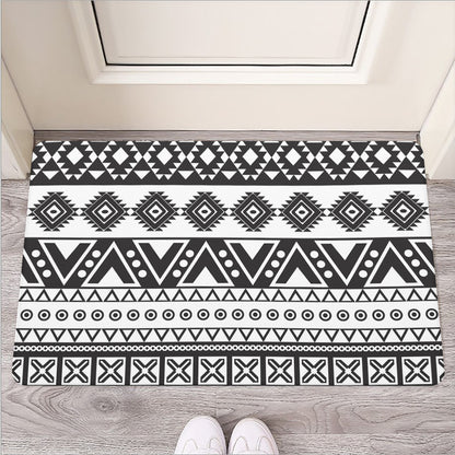 Dark Grey Aztec Pattern Print Rubber Doormat