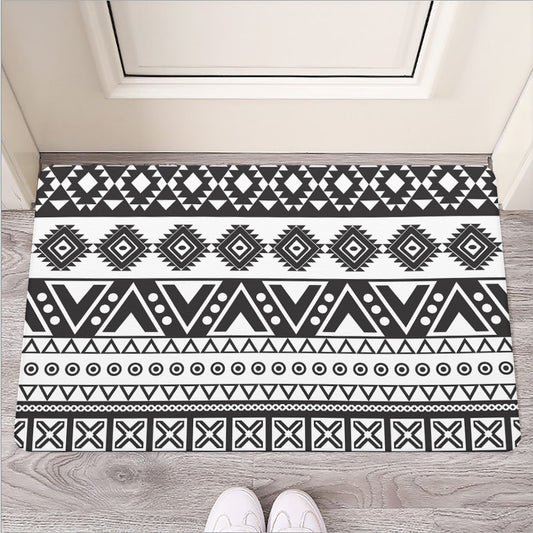 Dark Grey Aztec Pattern Print Rubber Doormat