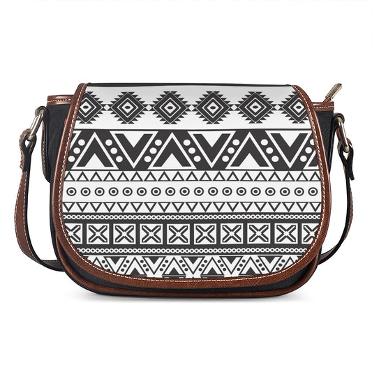 Dark Grey Aztec Pattern Print Saddle Bag