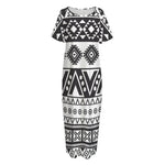 Dark Grey Aztec Pattern Print Short Sleeve Long Nightdress