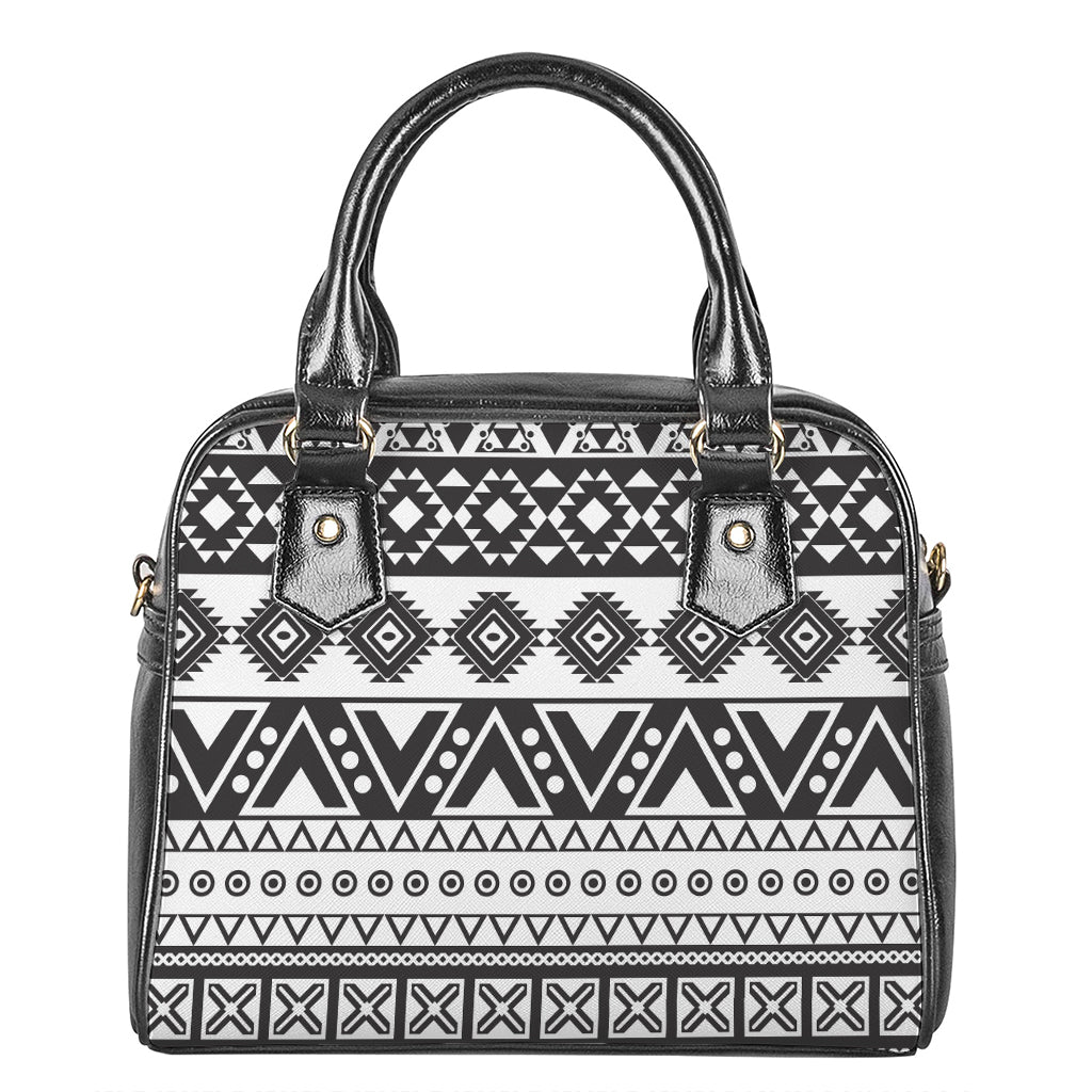 Dark Grey Aztec Pattern Print Shoulder Handbag