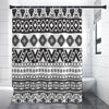 Dark Grey Aztec Pattern Print Shower Curtain