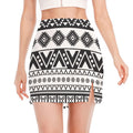 Dark Grey Aztec Pattern Print Side Slit Mini Skirt