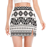 Dark Grey Aztec Pattern Print Side Slit Mini Skirt