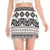 Dark Grey Aztec Pattern Print Side Slit Mini Skirt