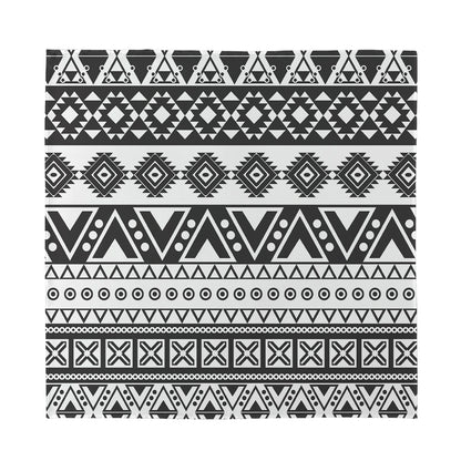 Dark Grey Aztec Pattern Print Silk Bandana