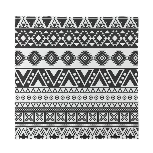 Dark Grey Aztec Pattern Print Silk Bandana