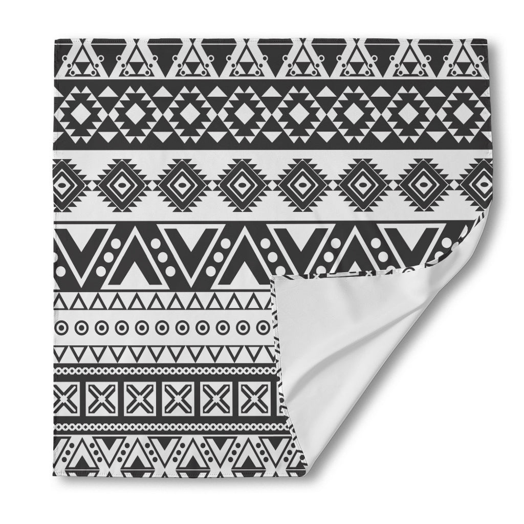 Dark Grey Aztec Pattern Print Silk Bandana