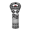 Dark Grey Aztec Pattern Print Single Neoprene Wine Tote