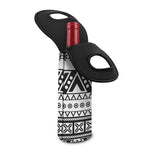 Dark Grey Aztec Pattern Print Single Neoprene Wine Tote