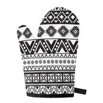 Dark Grey Aztec Pattern Print Single Oven Mitt