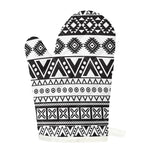 Dark Grey Aztec Pattern Print Single Oven Mitt