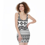 Dark Grey Aztec Pattern Print Sleeveless Bodycon Dress