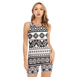 Dark Grey Aztec Pattern Print Sleeveless One Piece Swimsuit