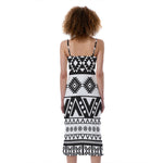 Dark Grey Aztec Pattern Print Slim Fit Midi Cami Dress