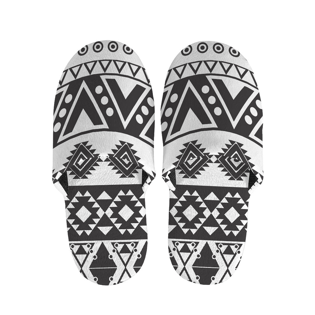 Dark Grey Aztec Pattern Print Slippers