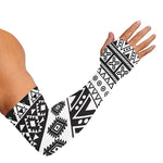 Dark Grey Aztec Pattern Print Sun Protection Arm Sleeves