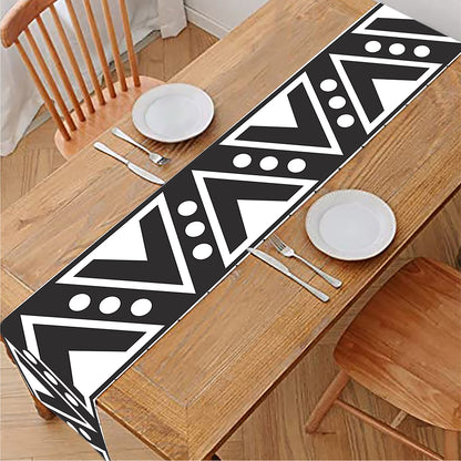 Dark Grey Aztec Pattern Print Table Runner