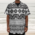 Dark Grey Aztec Pattern Print Textured Short Sleeve Shirt