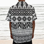 Dark Grey Aztec Pattern Print Textured Short Sleeve Shirt