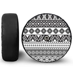 Dark Grey Aztec Pattern Print Tire Cover With Camera Hole