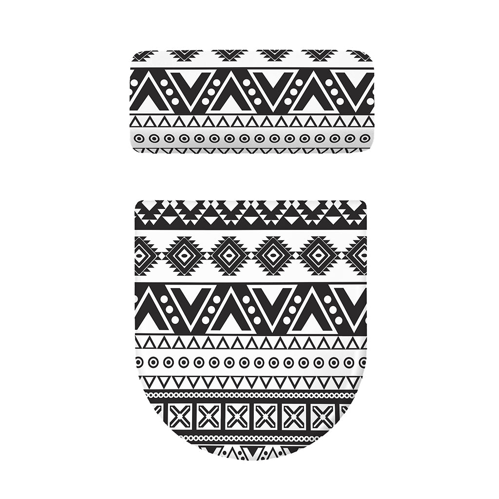 Dark Grey Aztec Pattern Print Toilet Lid And Tank Cover Set