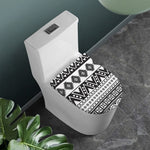 Dark Grey Aztec Pattern Print Toilet Lid Cover
